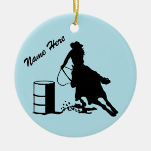 Custom Personalized Cowgirl Barrel Racer Ceramic Ornament
