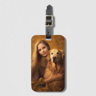 Custom Personalized Cute golden retriever dog Luggage Tag