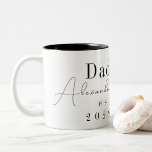 Custom Personalized Dad Minimal Black and White Two-Tone Coffee Mug