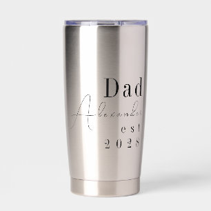 Custom Personalized Dad Minimal Black Typography Insulated Tumbler