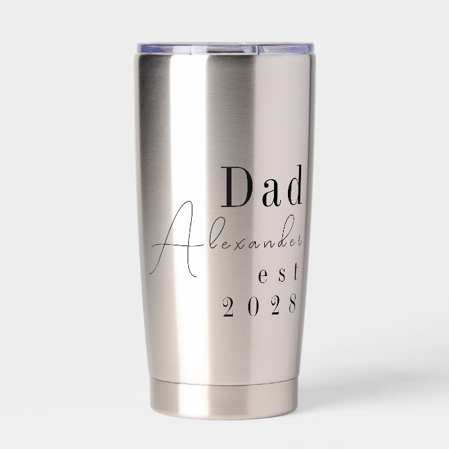Custom Personalized Dad Minimal Black Typography Insulated Tumbler (Front)