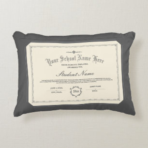 Custom Personalized Diploma Traditional Charcoal Accent Pillow