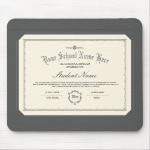 Custom Personalized Diploma Traditional Charcoal Mouse Pad