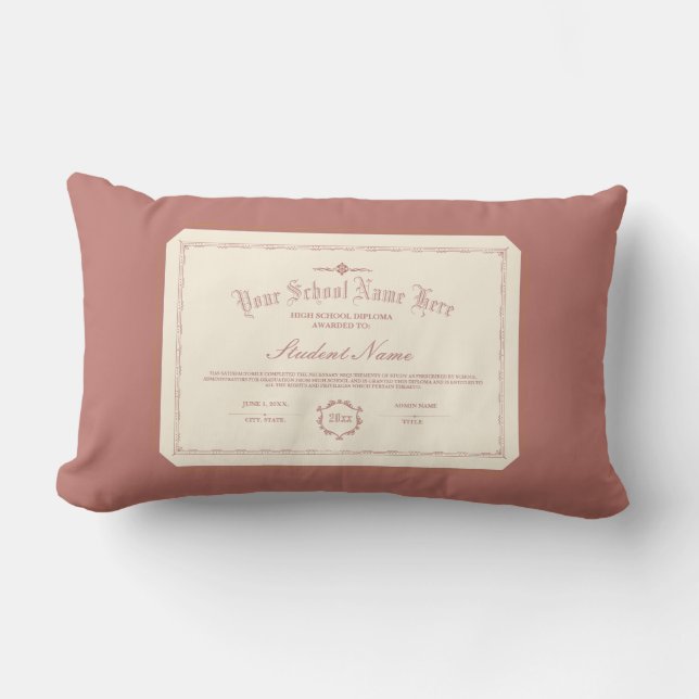Custom Personalized Diploma Traditional Soft Red Lumbar Pillow (Front)