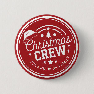 Custom personalized diy Christmas Crew red 2 Inch Round Button