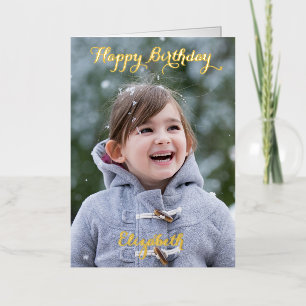 Custom Personalized DIY Photo Happy Birthday Gold Foil Greeting Card