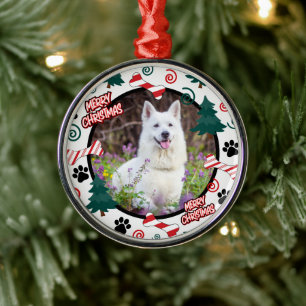 Custom Personalized Dog Photo Christmas Metal Ornament