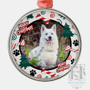 Custom Personalized Dog Photo Christmas Metal Ornament