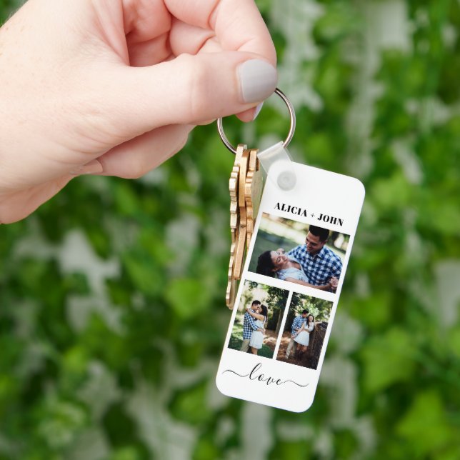 Custom Personalized Double Sided 3 Photo keychain (Hand)