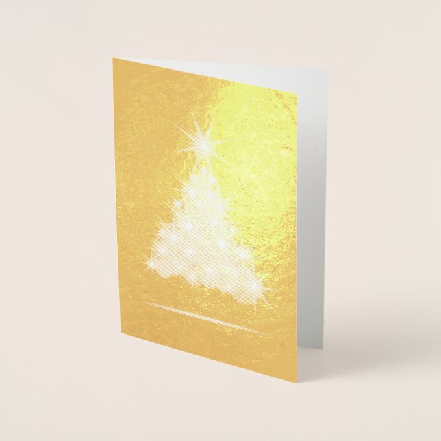 Custom Personalized Elegant Sparkling Tree  Foil Card (Front)