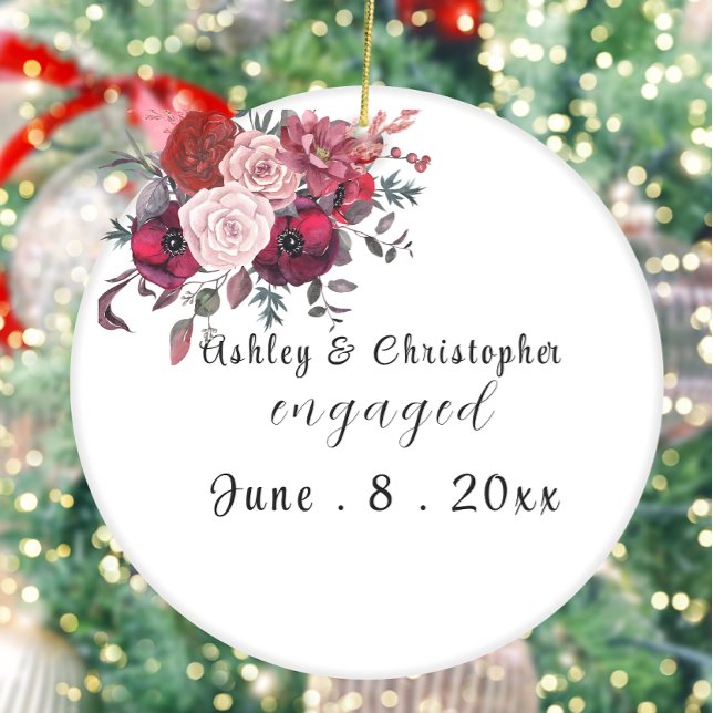 Custom personalized engaged  ceramic ornament (Creator Uploaded)