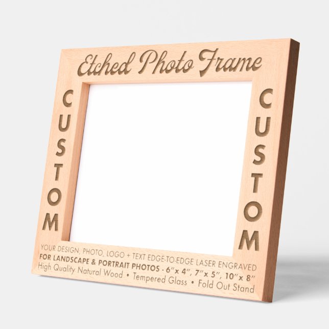 Custom personalized Engraved Wood Photo Frame (L) (Left)