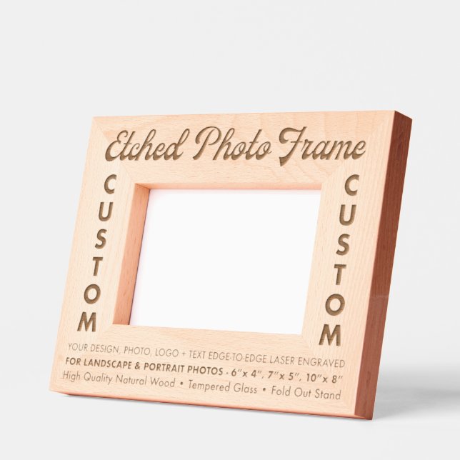 Custom personalized Engraved Wood Photo Frame (S) (Left)