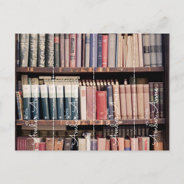custom personalized ex libris bookmark cut the postcard (Front)