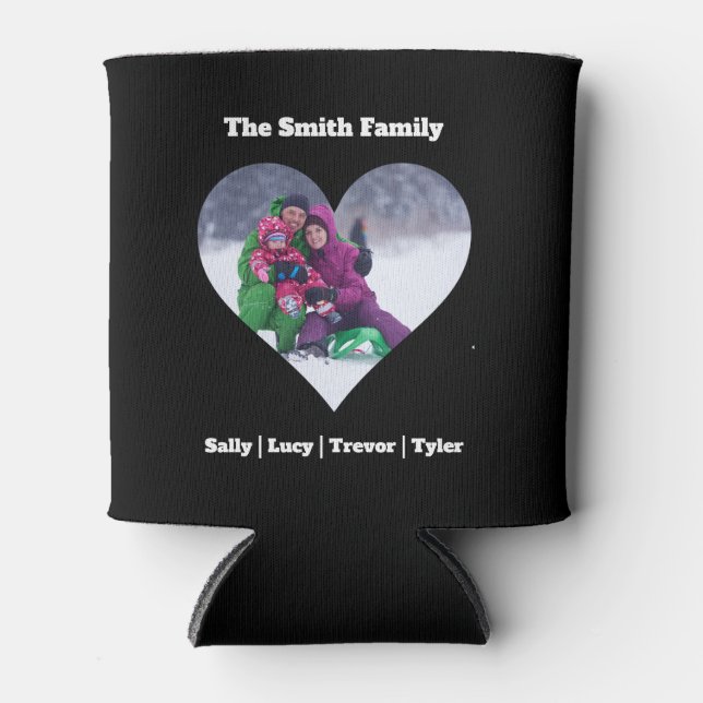 Custom Personalized Family Heart Template  Can Cooler (Front)
