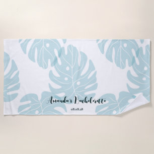 Custom Personalized Ficus Leaf Bachelorette  Beach Towel