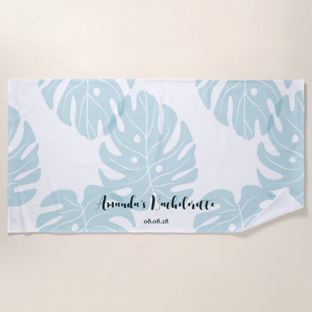 Custom Personalized Ficus Leaf Bachelorette  Beach Towel (Front)