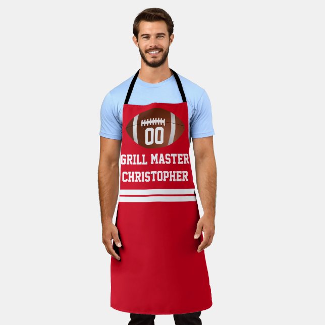 Custom Personalized Football Grill BBQ Tailgate Apron (Worn)