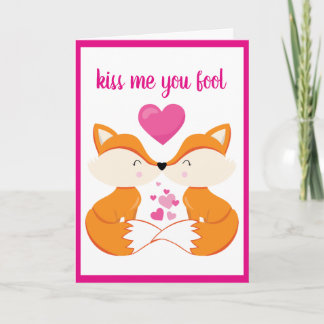 Custom Personalized Fox Heart Valentine's Day Holiday Card