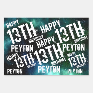 Custom Personalized Galaxy Birthday Party Wrapping Paper Sheet
