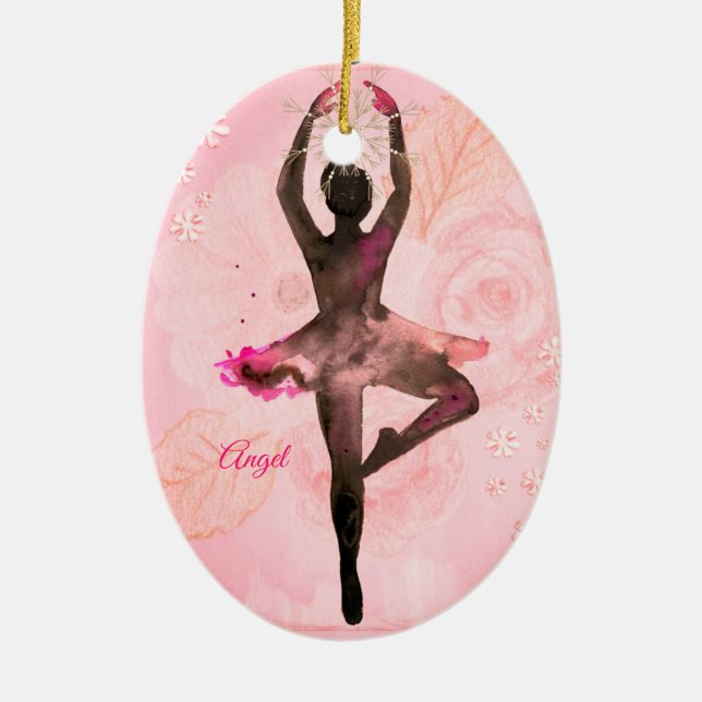 Custom Personalized Girls Ballerina Dance Ornament (Front)