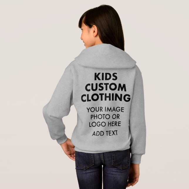 Custom Personalized GIRL'S PULLOVER HOODIE - GREY (Back Full)