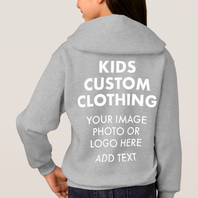 Custom Personalized GIRL'S PULLOVER HOODIE - GREY (Back)