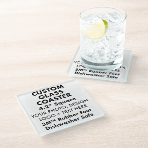 Custom Personalized Glass Coaster with Rubber Feet