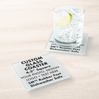 Custom Personalized Glass Coaster with Rubber Feet