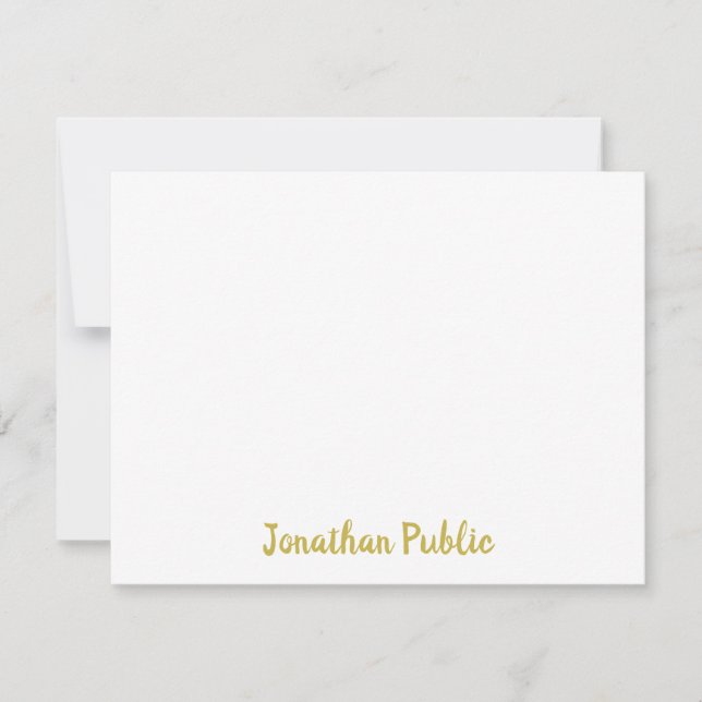 Custom Personalized Gold Colour Handwritten Script Card (Front)