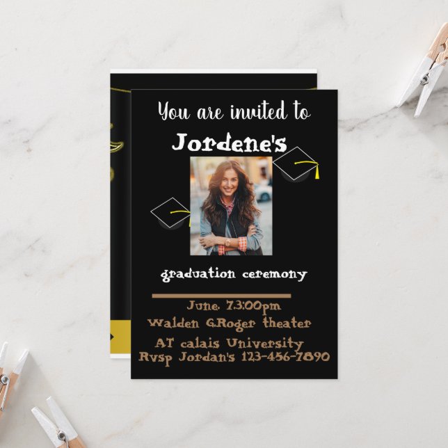 Custom personalized graduation ceremony , invitation (Front/Back In Situ)