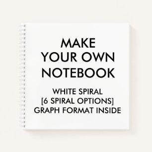 Custom Personalized GRAPH Notebook, White Spiral Notebook