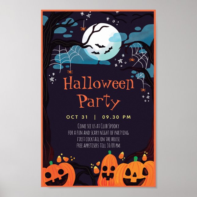 Custom Personalized Halloween Party Invitation Poster (Front)
