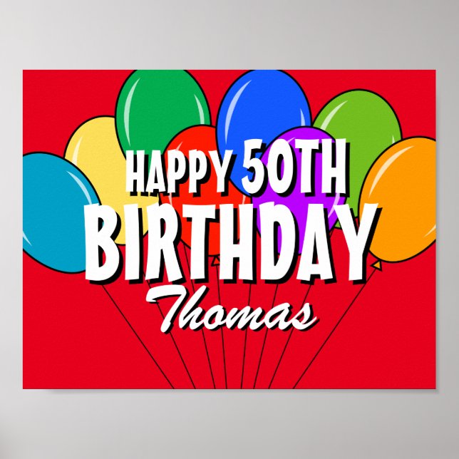 Custom personalized Happy Birthday party posters (Front)
