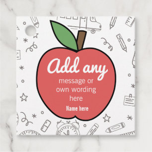 CUSTOM Personalized Happy Cute Apple with school s Favour Tags