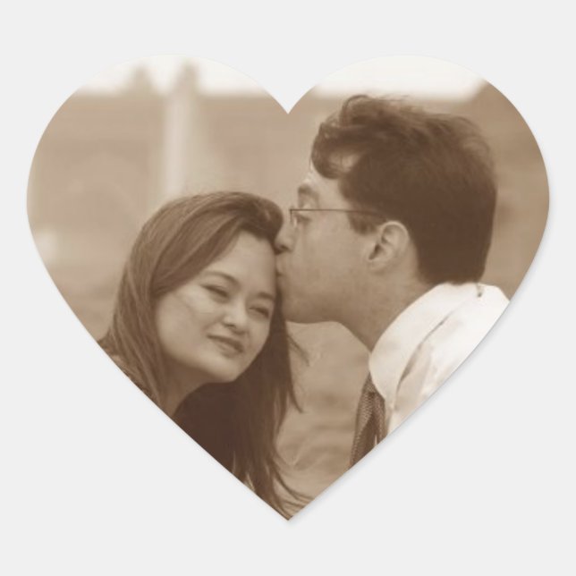 Custom Personalized Heart Photo Stickers (Front)