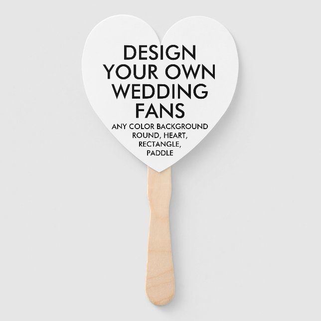 Custom Personalized HEART WHITE WEDDING FANS (10) (Front)