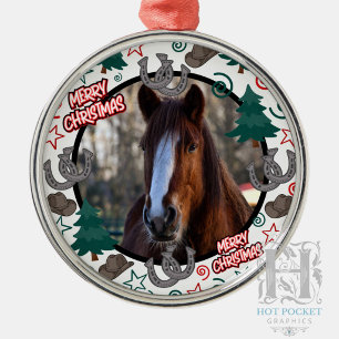 Custom Personalized Horse Photo Christmas Metal Ornament