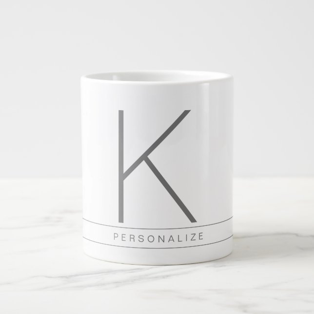 Custom Personalized Initial Big Huge Giant Large Coffee Mug (Front)