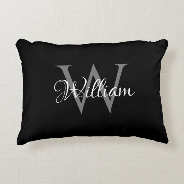 Custom Personalized Initial Script Monogram Accent Pillow (Front)