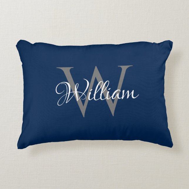 Custom Personalized Initial Script Monogram Accent Pillow (Front)