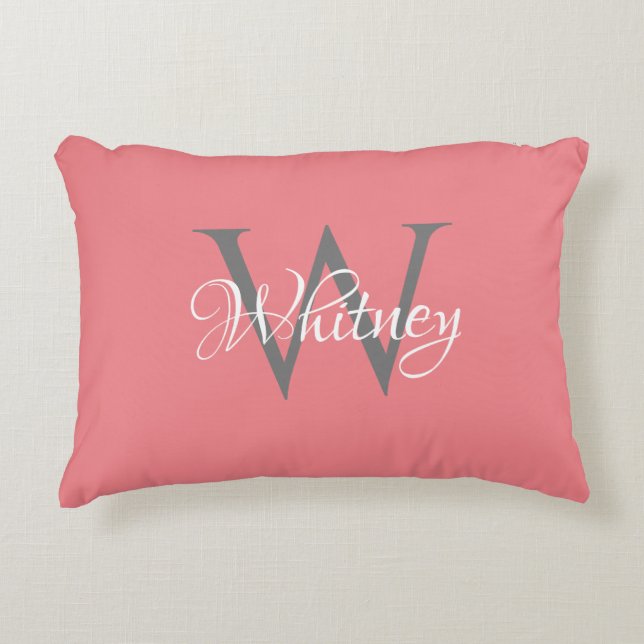 Custom Personalized Initial Script Monogram Accent Pillow (Front)