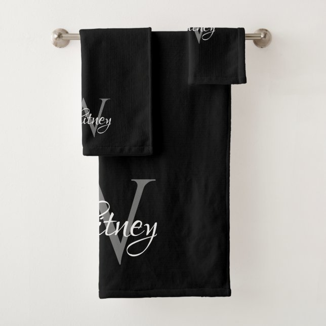 Custom Personalized Initial Script Monogram  Bath Towel Set (Insitu)