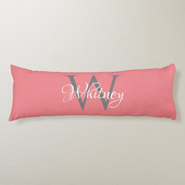 Custom Personalized Initial Script Monogram Body Pillow (Front)
