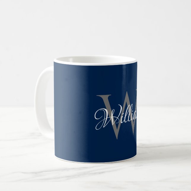 Custom Personalized Initial Script Monogram Coffee Mug (Front Left)