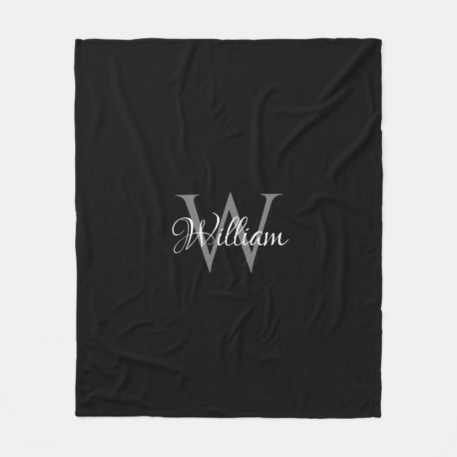 Custom Personalized Initial Script Monogram Fleece Blanket (Front)