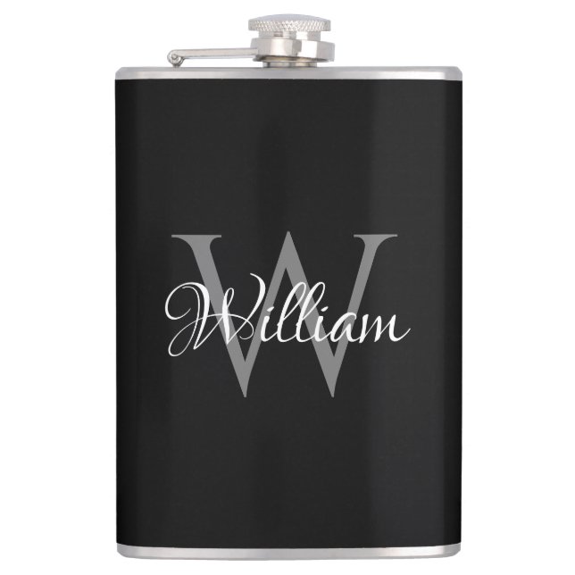 Custom Personalized Initial Script Monogram Hip Flask (Front)