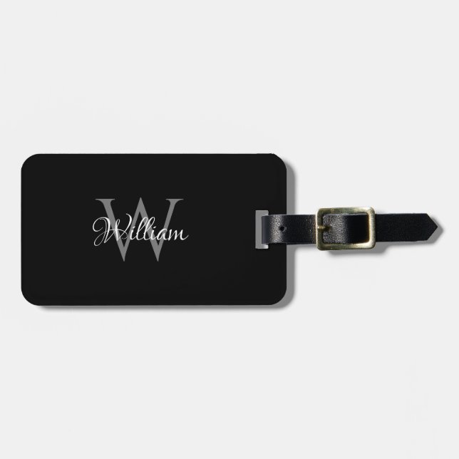 Custom Personalized Initial Script Monogram Luggage Tag (Front Horizontal)