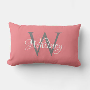 Custom Personalized Initial Script Monogram Lumbar Pillow