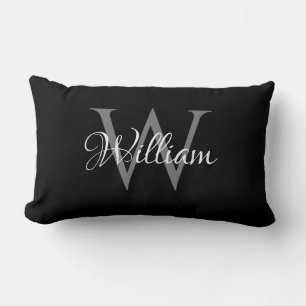 Custom Personalized Initial Script Monogram Lumbar Pillow